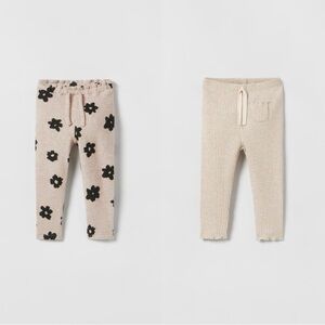 Zara Soft Touch Ribbed Leggings Knit Pants Toddler set of 3